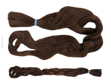 Włosy syntetyczne do warkoczyków - 100% Kanekalon - brąz nr 6 ekstra długie duża paczka X-Pression