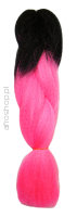 Kolorowe włosy syntetyczne do warkoczyków Ombre różowe - czarne 100% KANEKALON
